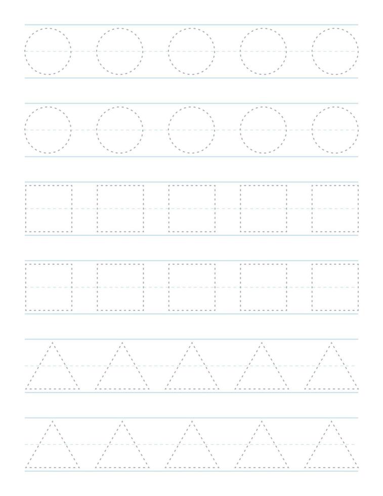 Tracing shapes worksheet for preschool vector