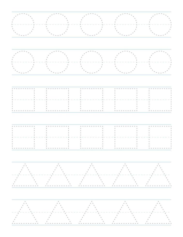 Tracing shapes worksheet for preschool vector