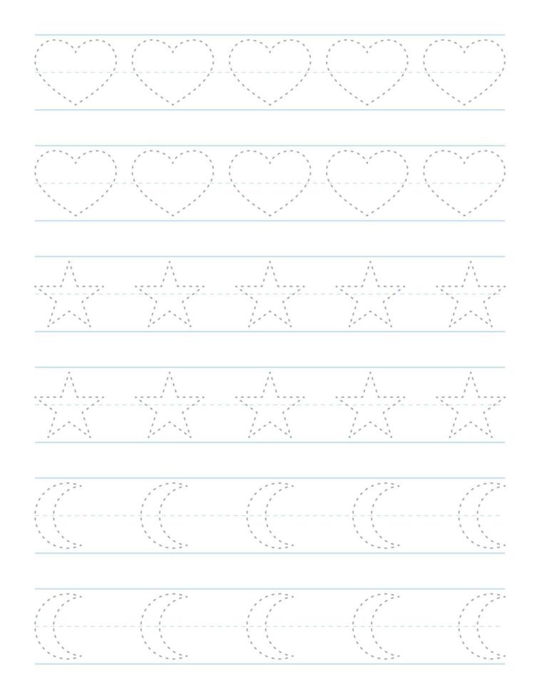 Tracing shapes worksheet for kids vector