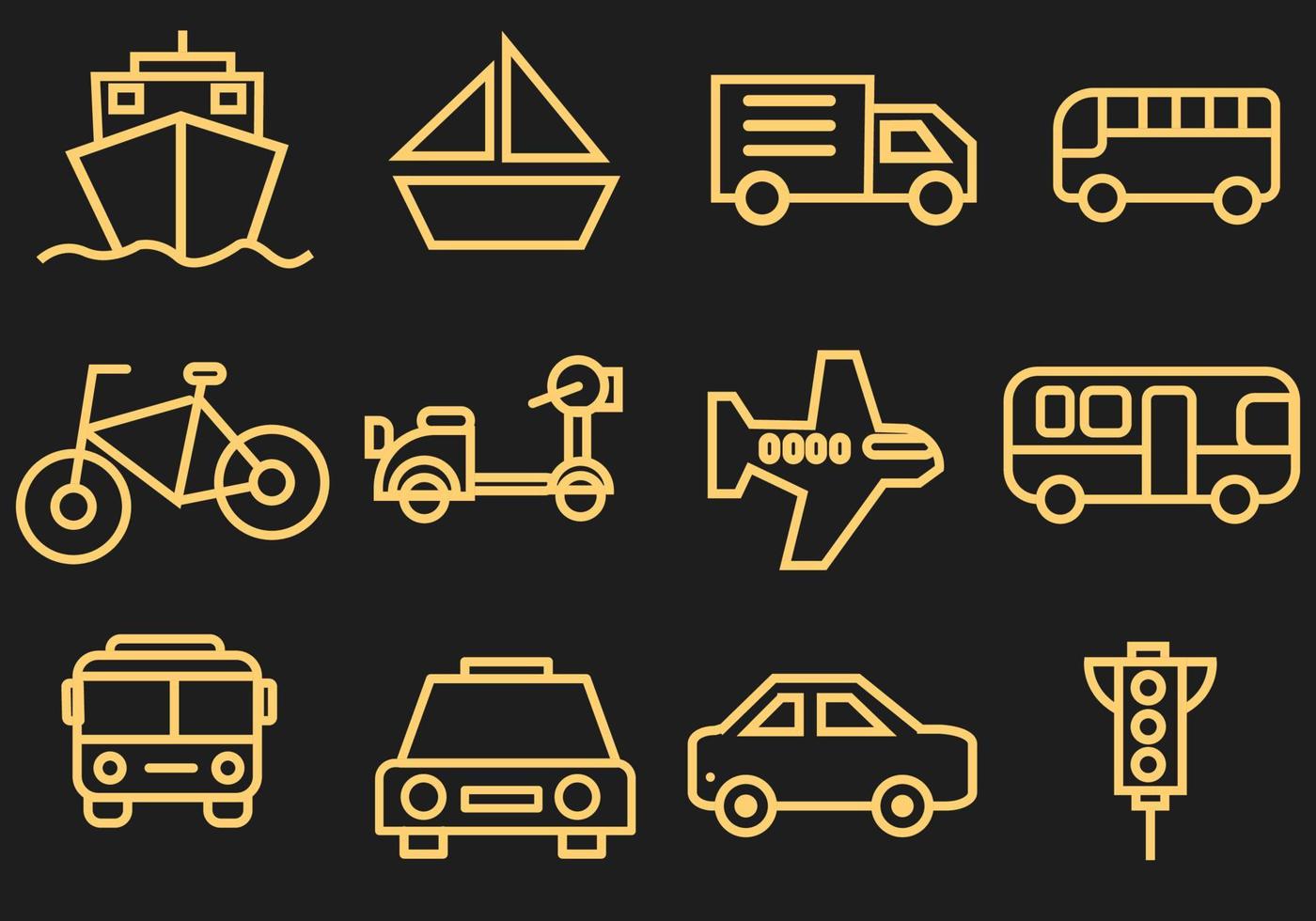 transport icon set vector