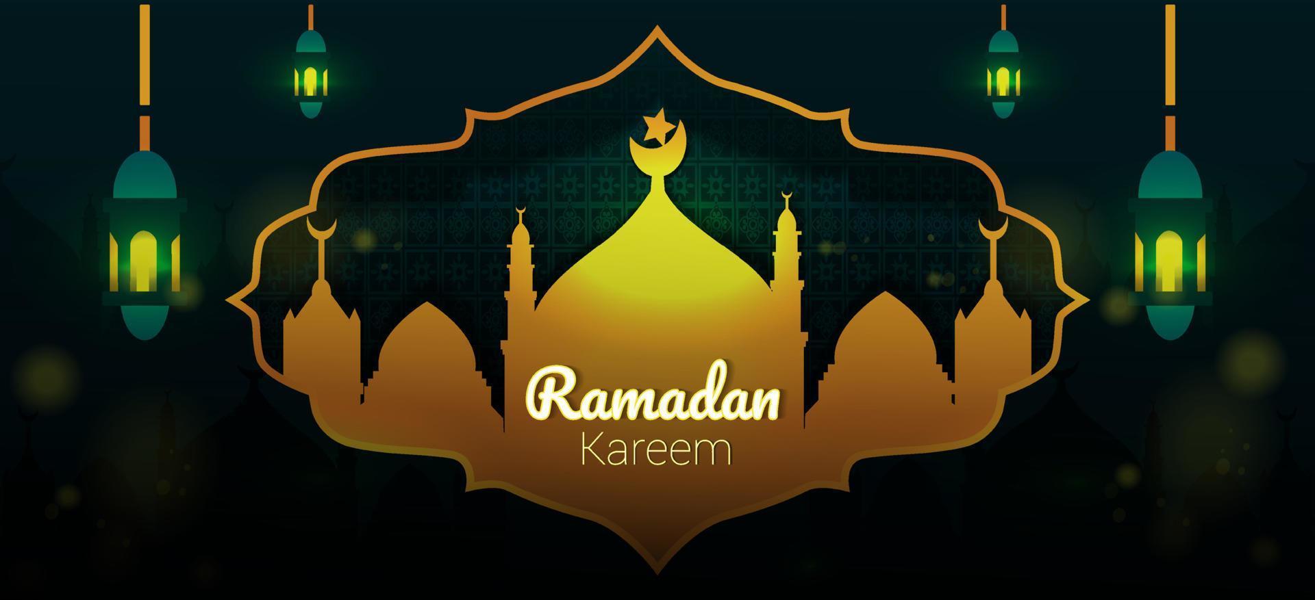 Ramadan kareem golden mosque festival background vector