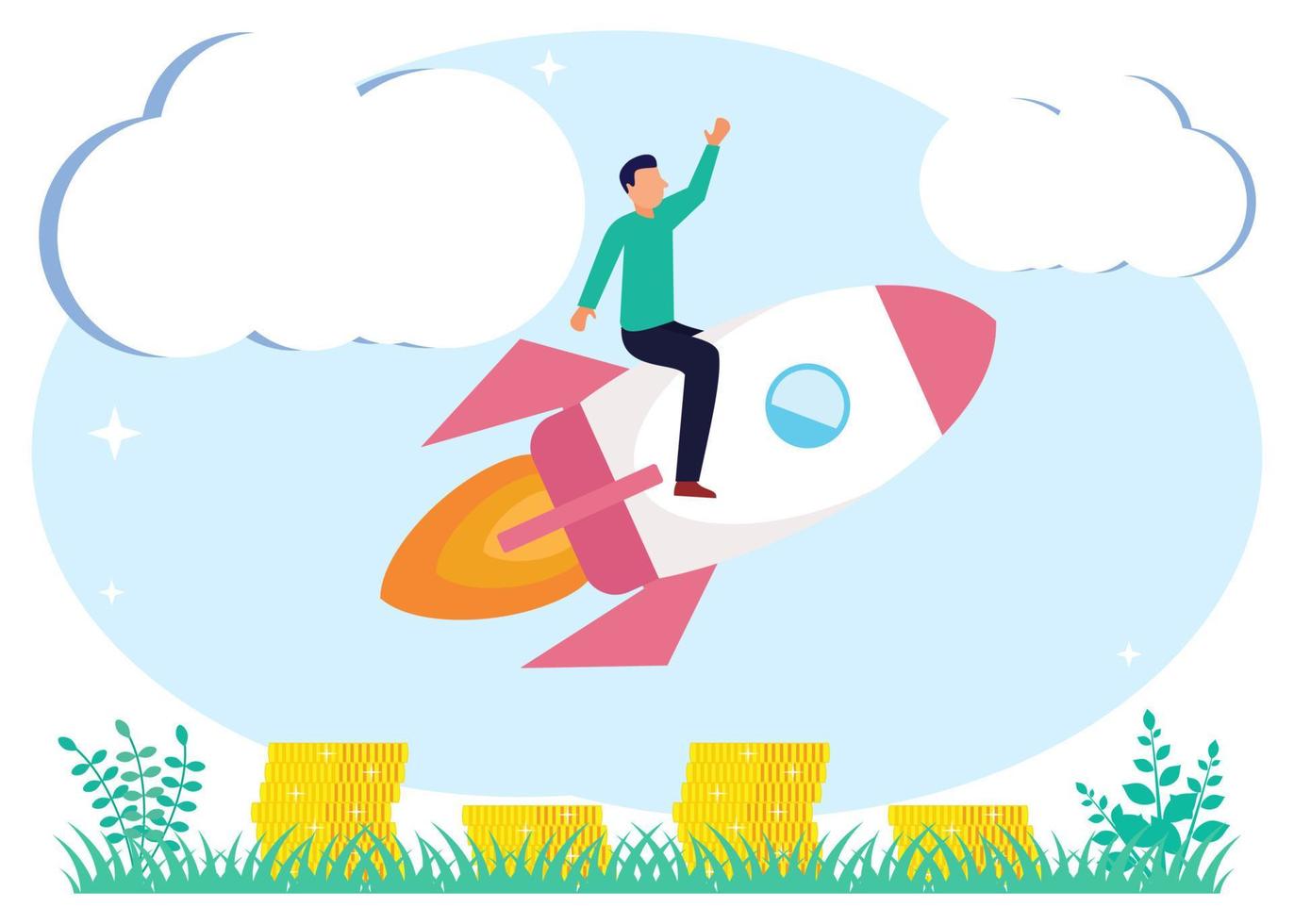 Illustration vector graphic cartoon character of start up