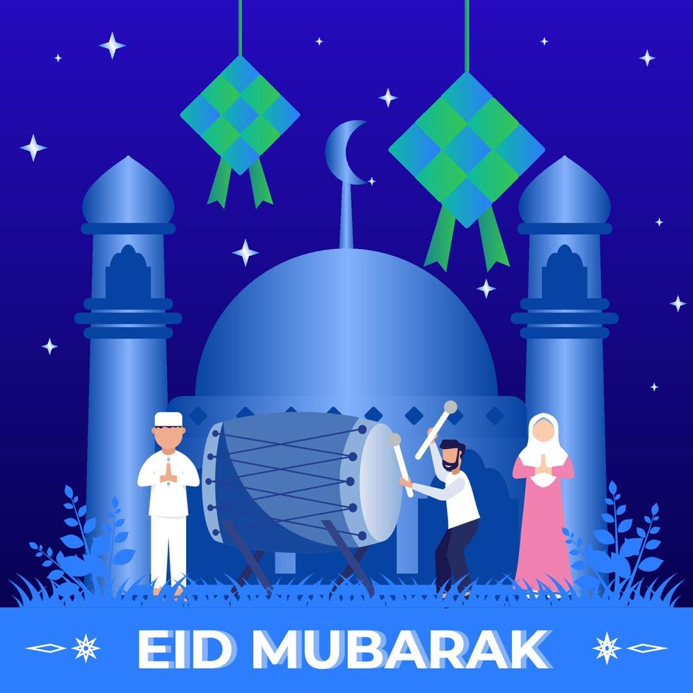 Illustration vector graphic cartoon character of eid mubarak