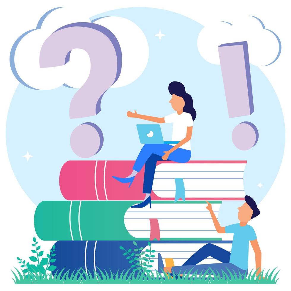 Illustration vector graphic cartoon character of answering questions