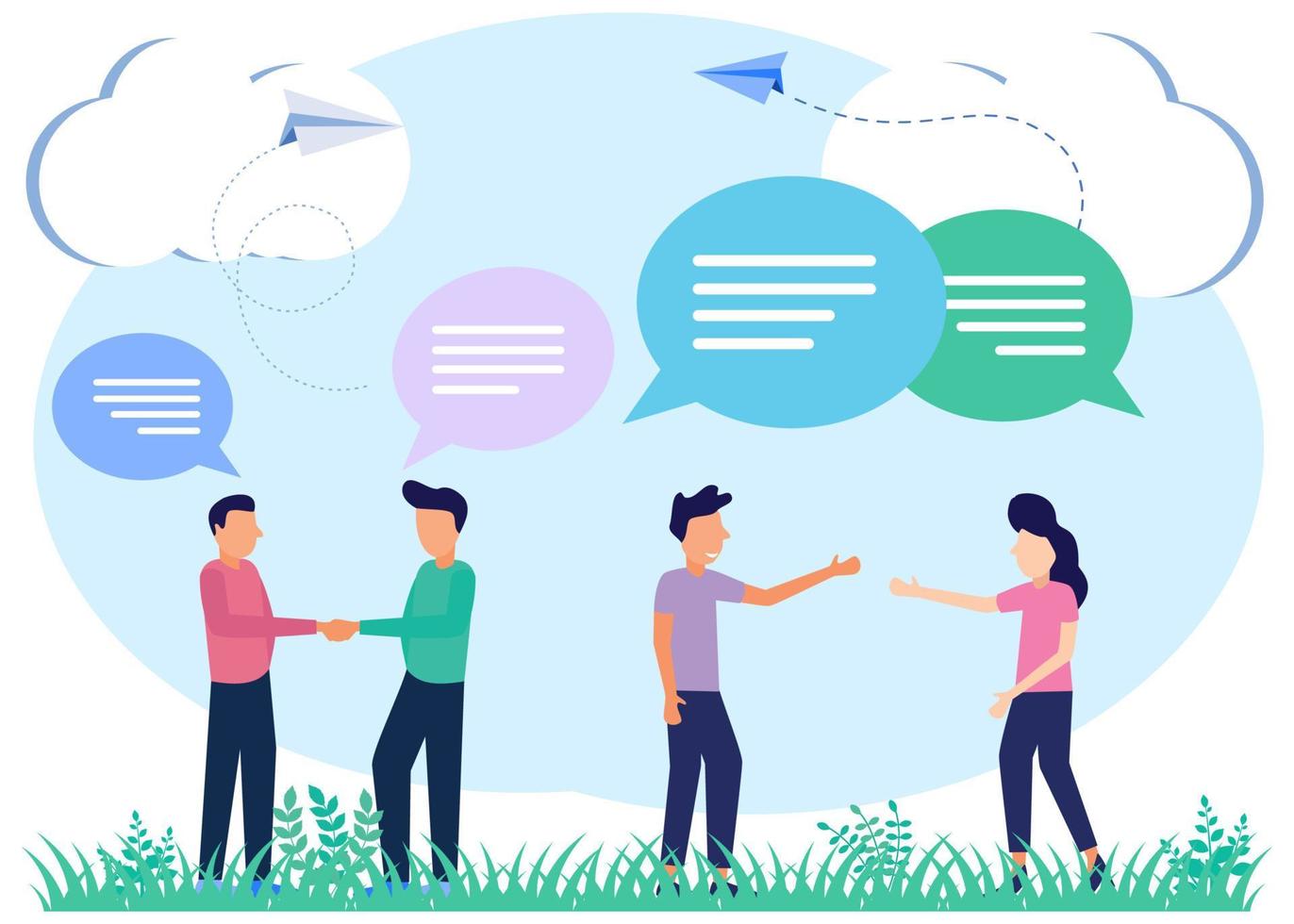 Illustration vector graphic cartoon character of discussion