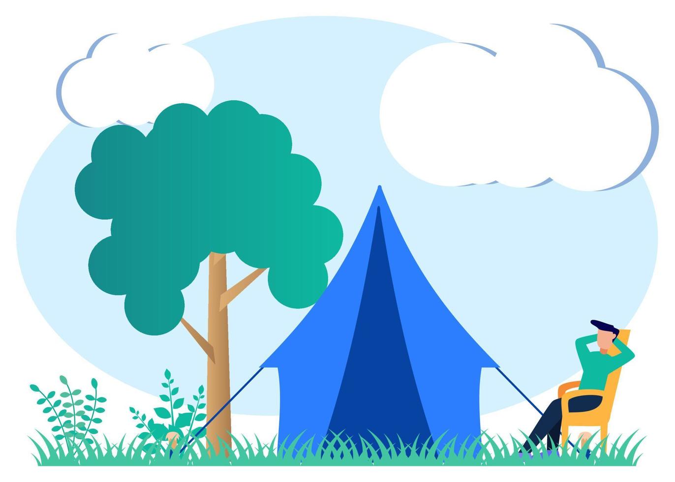 ilustración vectorial personaje de dibujos animados gráficos de camping vector