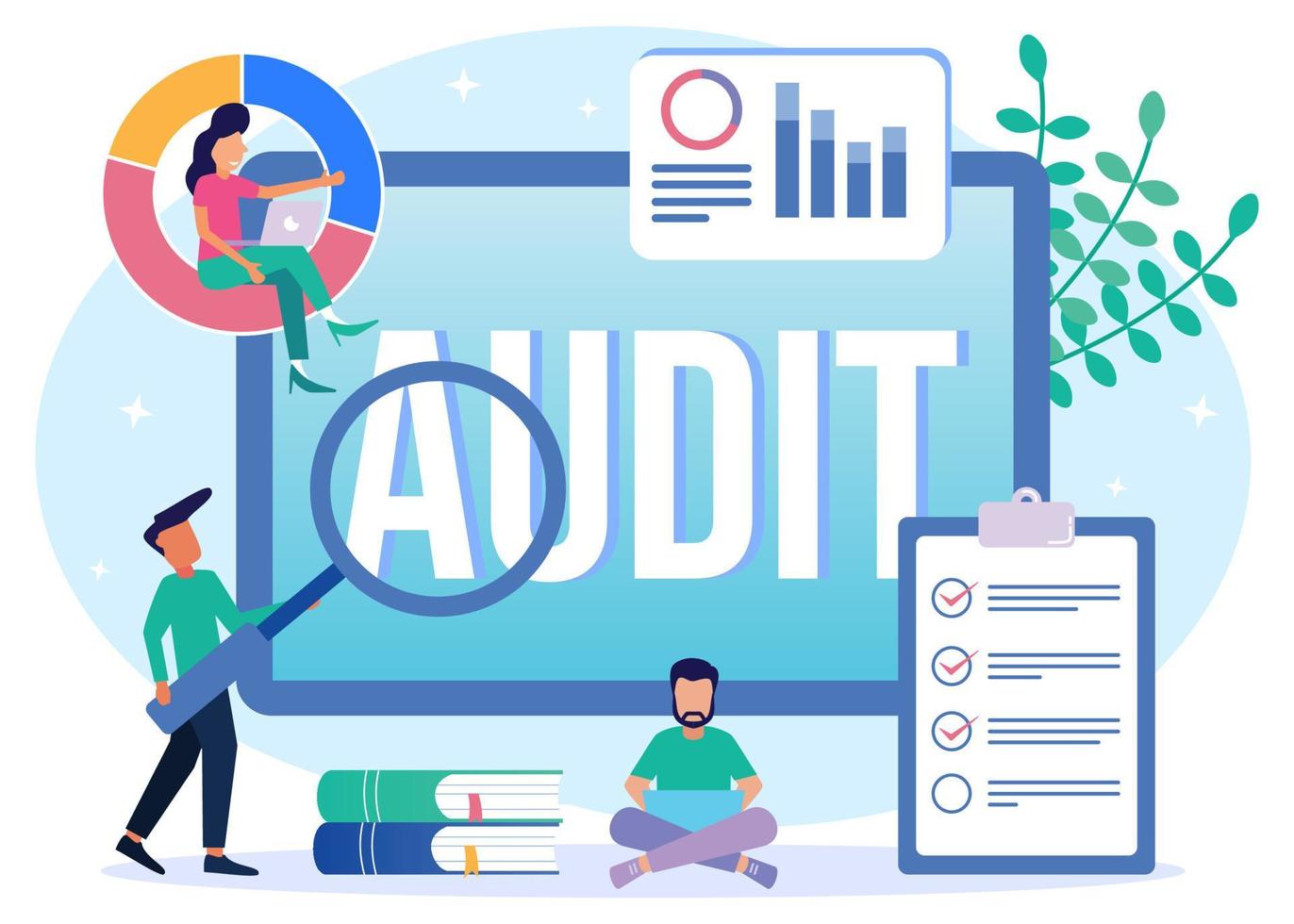 Illustration vector graphic cartoon character of audit