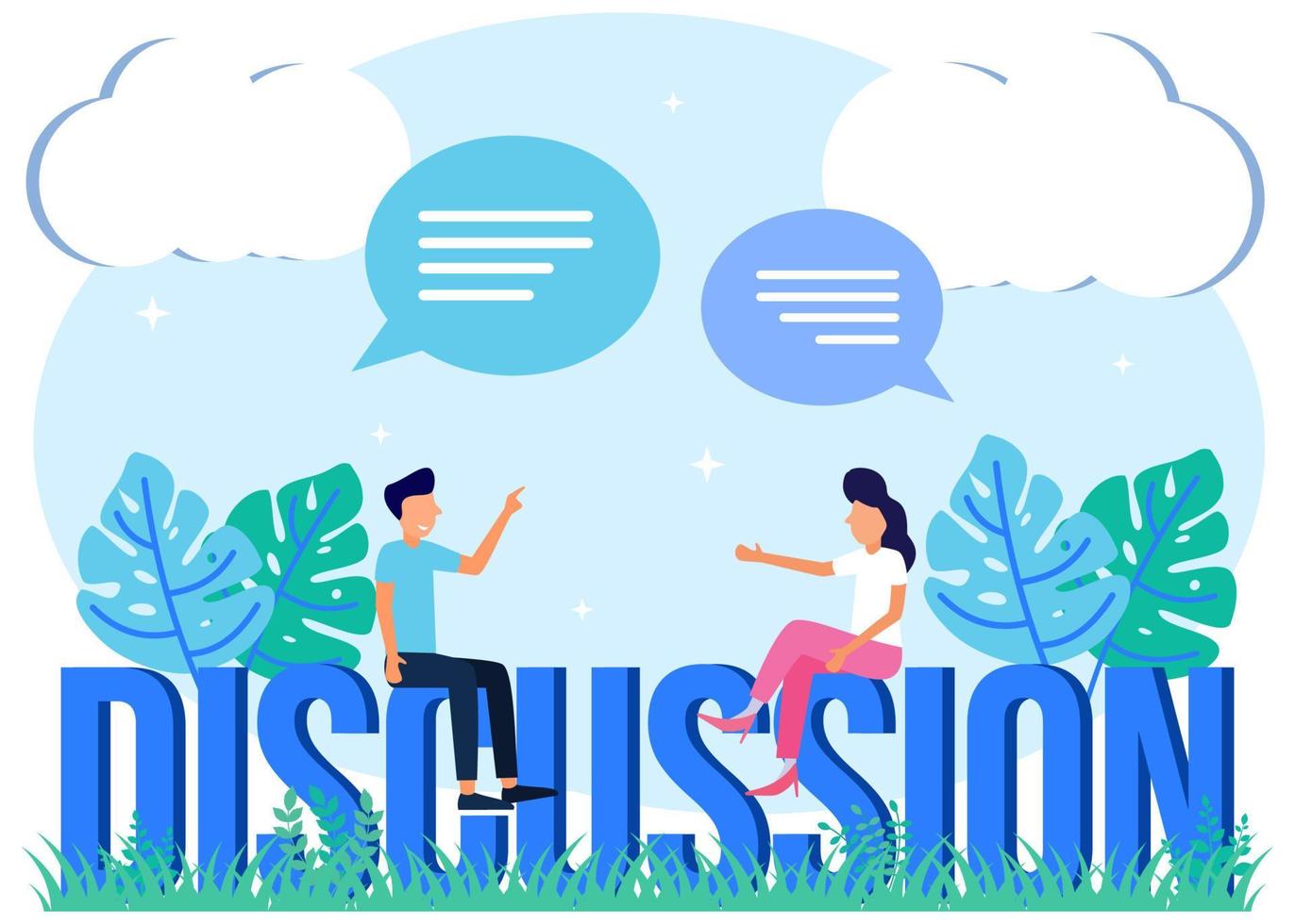 Illustration vector graphic cartoon character of discussion