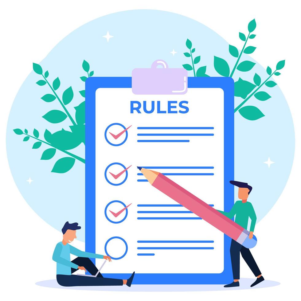 Illustration vector graphic cartoon character of list of rules