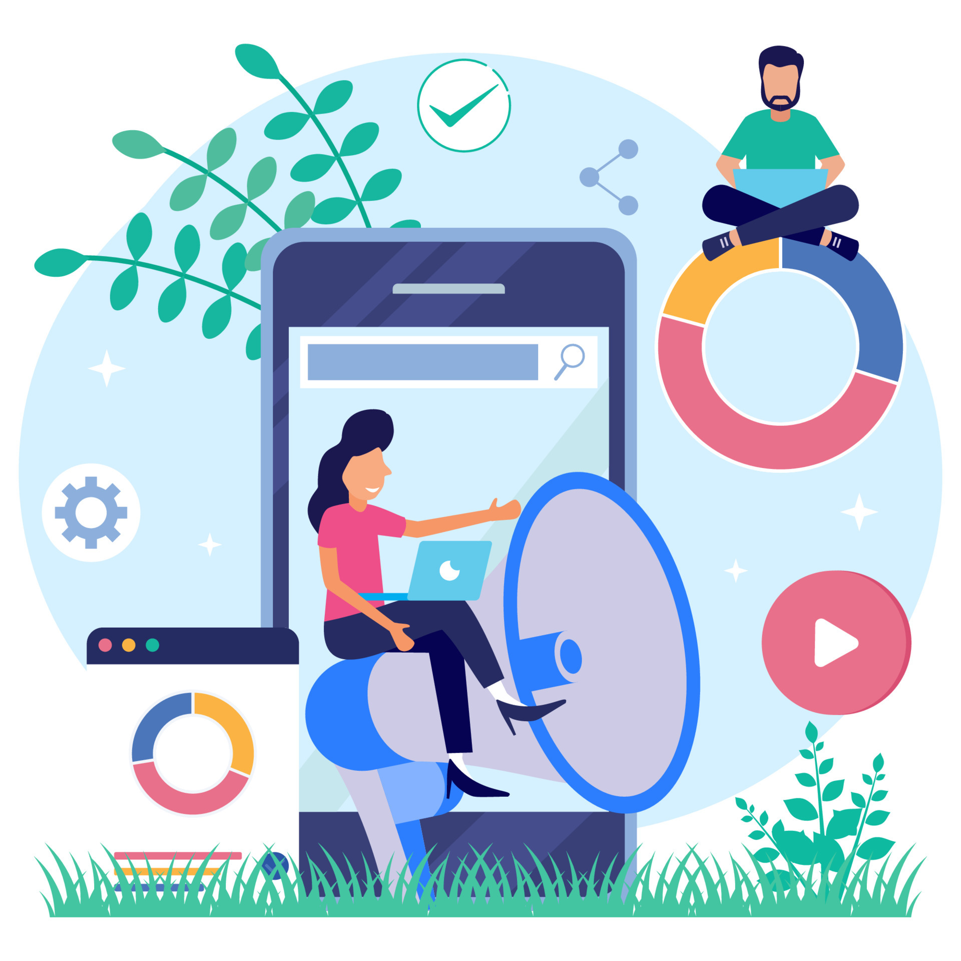 Illustration vector graphic cartoon character of marketing strategy
