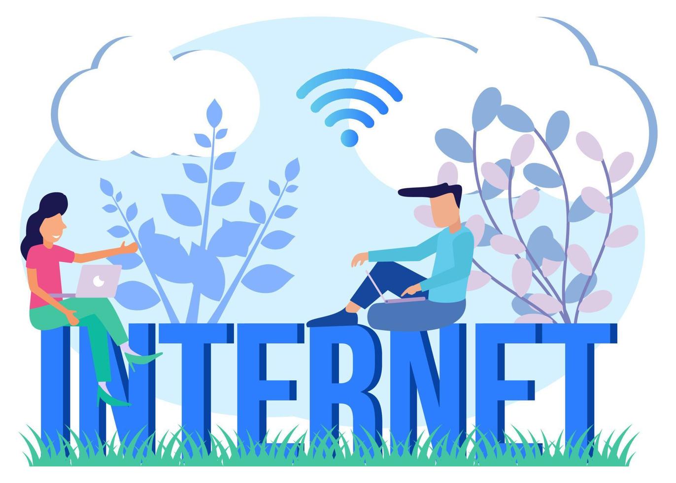 Illustration vector graphic cartoon character of internet