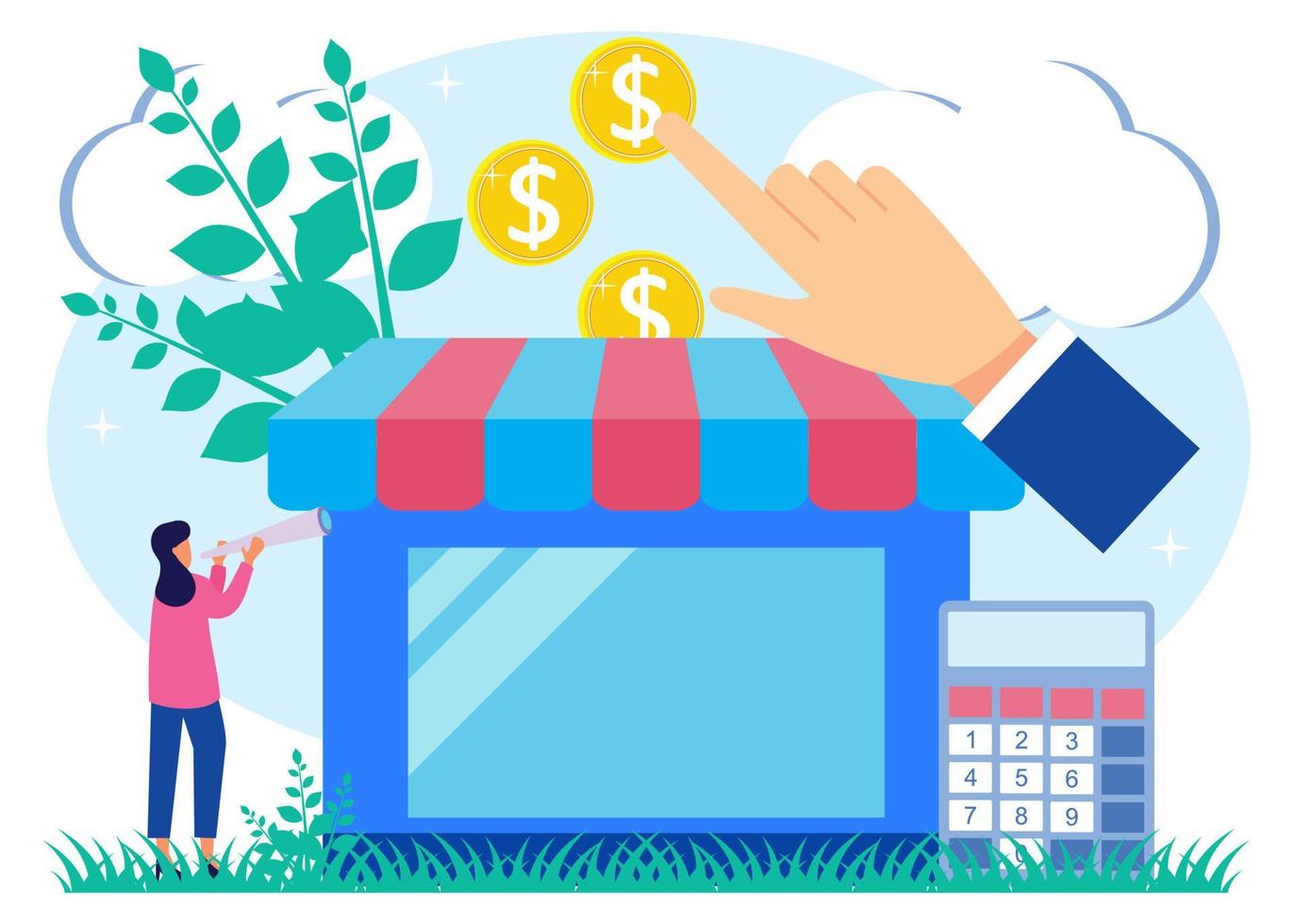 Illustration vector graphic cartoon character of business assistance