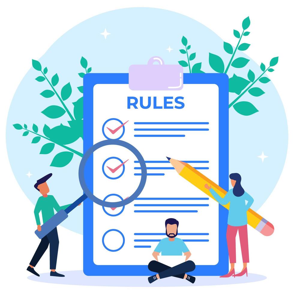 Illustration vector graphic cartoon character of list of rules