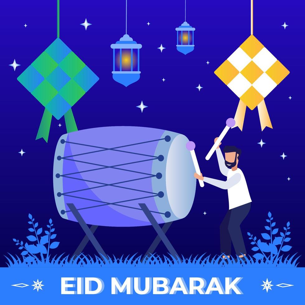 Illustration vector graphic cartoon character of eid mubarak
