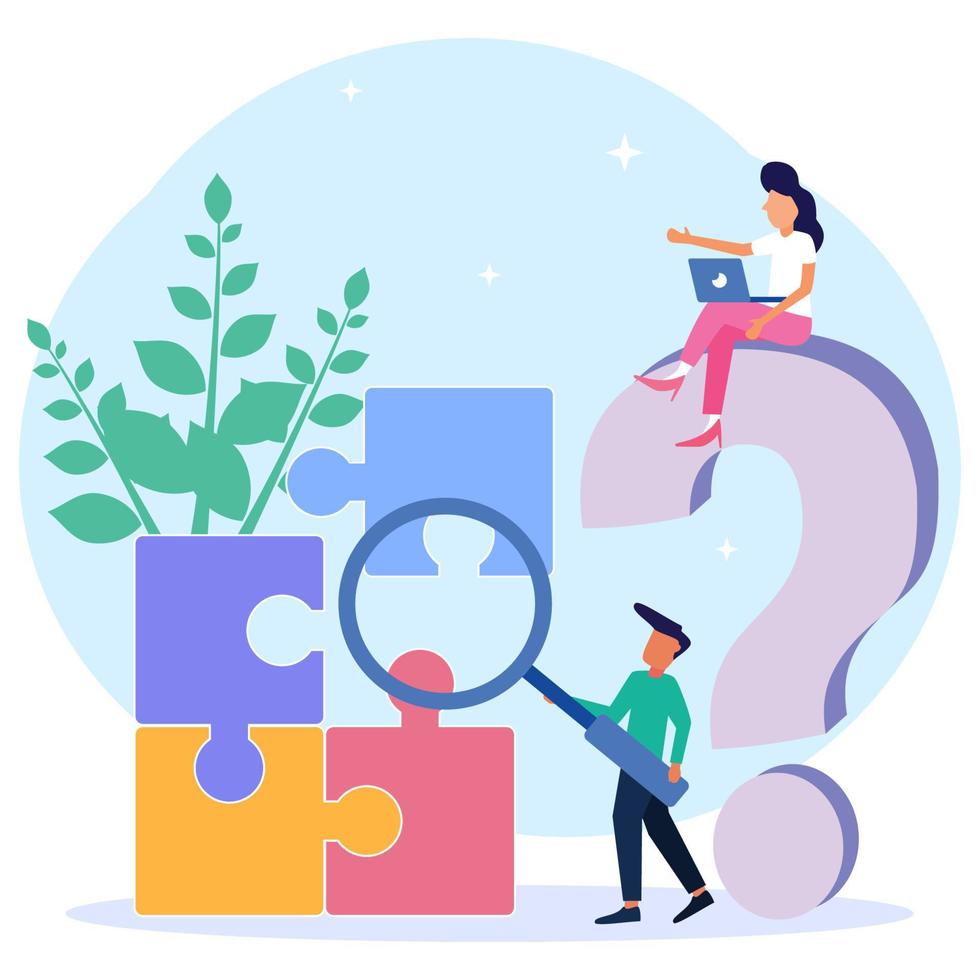 Illustration vector graphic cartoon character of problem solving