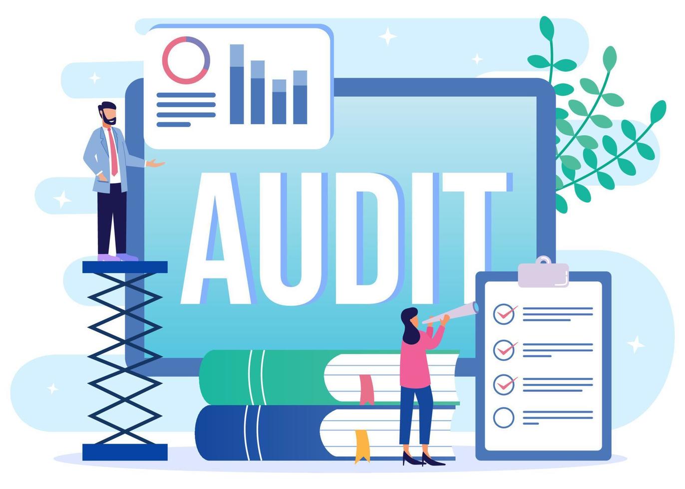 Illustration vector graphic cartoon character of audit
