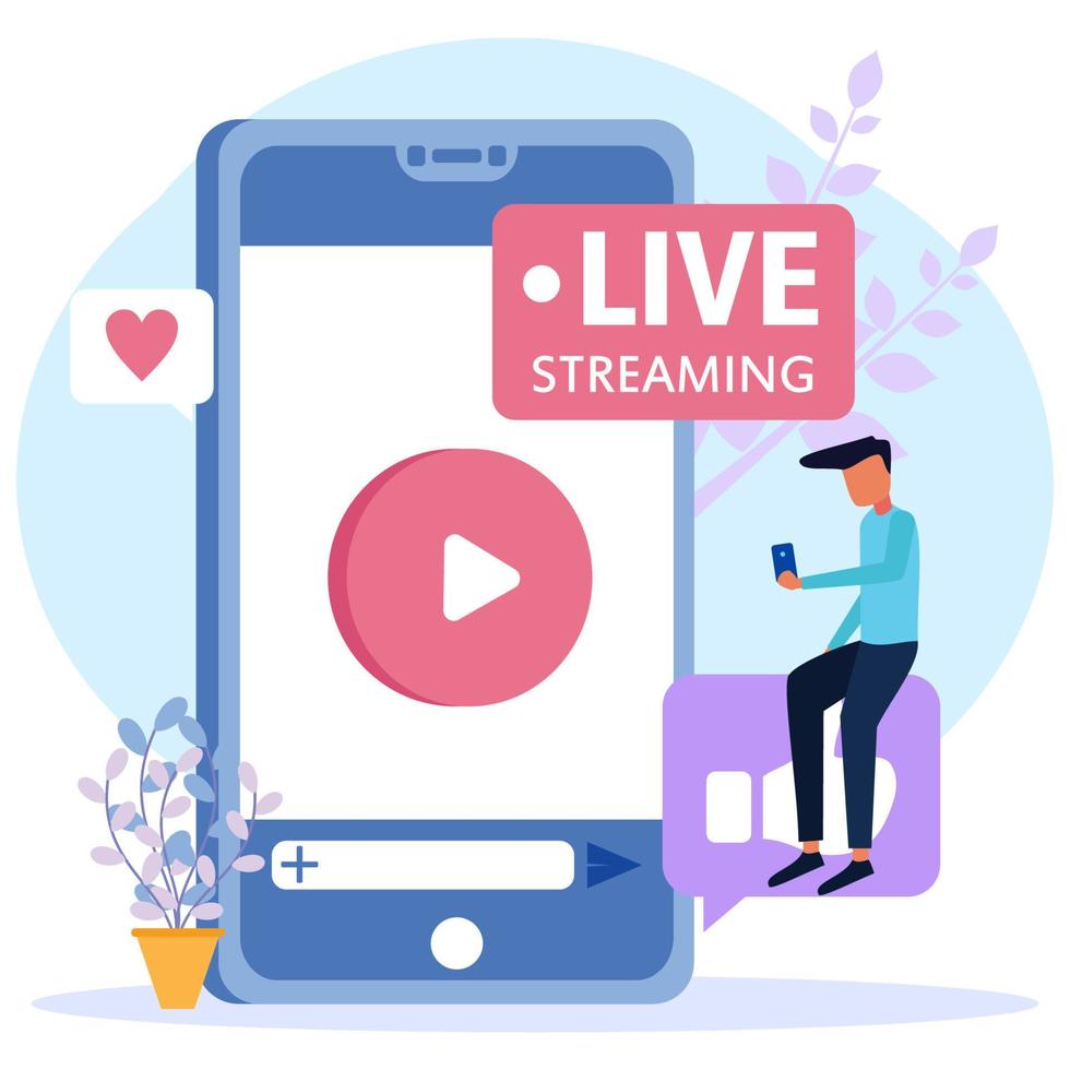Illustration vector graphic cartoon character of live streaming
