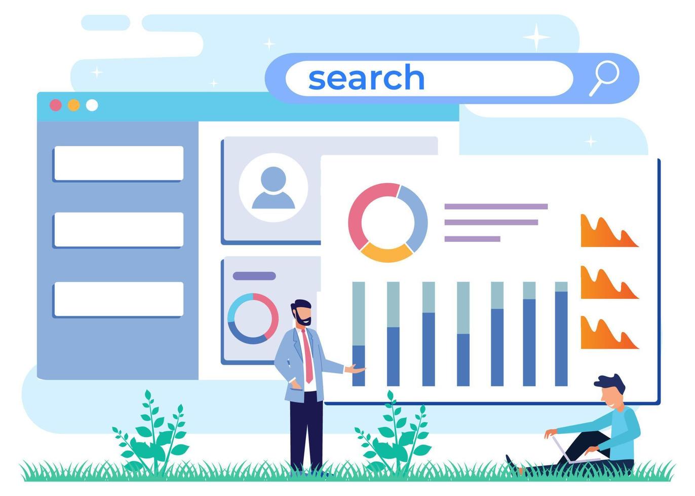 Illustration vector graphic cartoon character of seo optimization