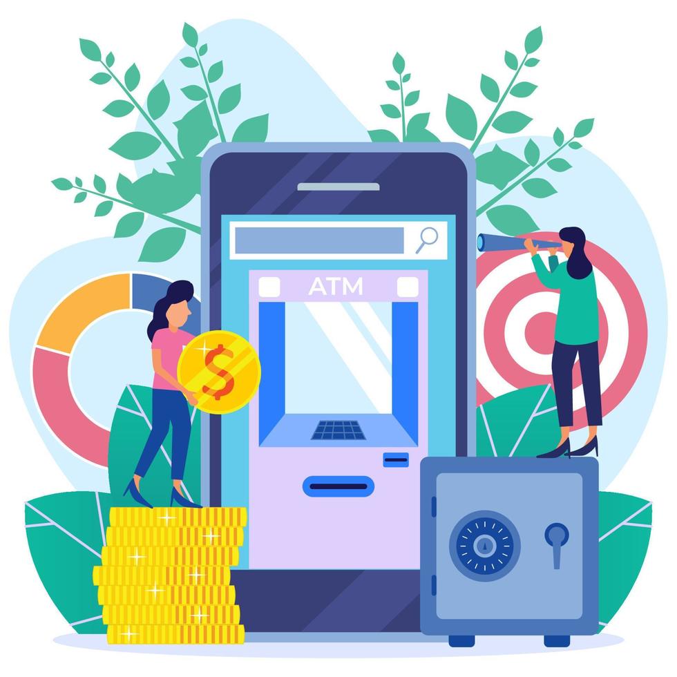 Illustration vector graphic cartoon character of online banking