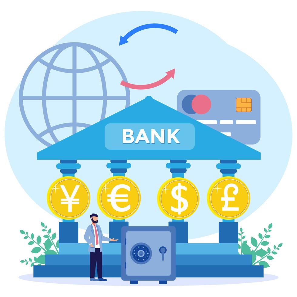 Illustration vector graphic cartoon character of currency exchange