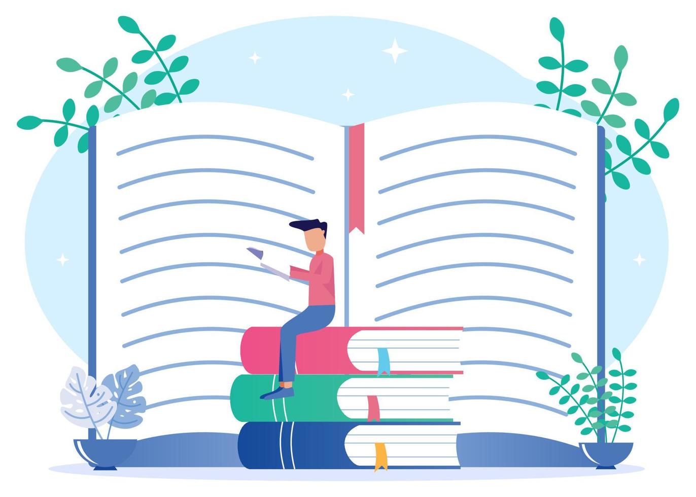 Illustration vector graphic cartoon character of knowledge from books