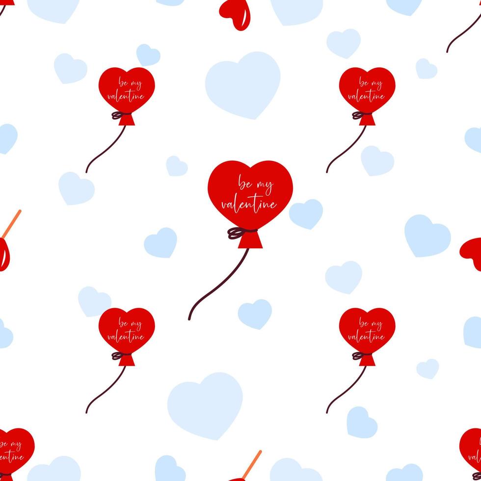 patrón sin costuras con globo, corazón. se mi san valentin fondo del día de san valentín. concepto de amor para papel pintado, caja de regalo, álbum de recortes, ropa tela textil vector lindo telón de fondo