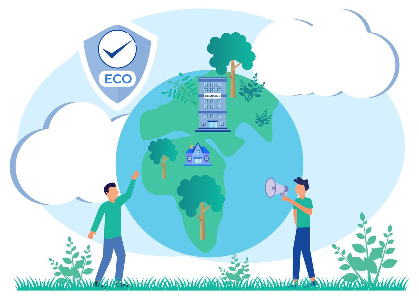 Illustration vector graphic cartoon character of Green environmental solution with trees in metropolitan