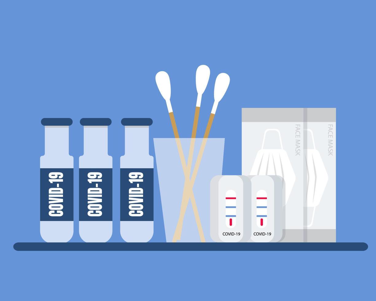 conjunto de pruebas de hisopo sobre coronavirus. vector