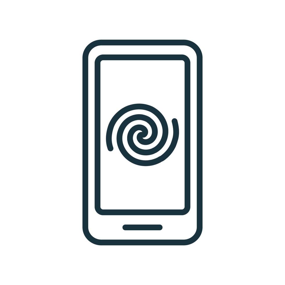 Mobile Phone Addiction and Bad Influence Line Icon. Internet Harmful Doom Surfing Outline Icon. Unhealthy, Negative Feelings of Doom Scroll Pictogram. Isolated Vector Illustration.