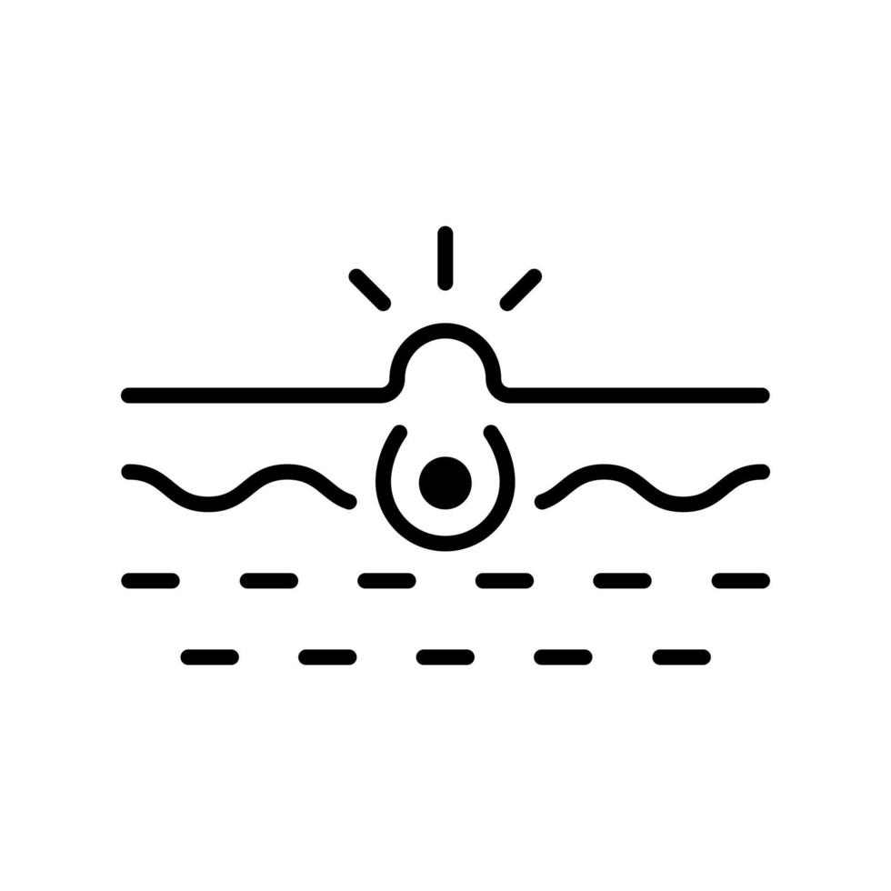 Skin Acne, Blackhead, Comedo Line Icon. Pimple and Inflammation Sebum Linear Pictogram. Deep Pustule Skin Problem Outline Icon. Vector Illustration.