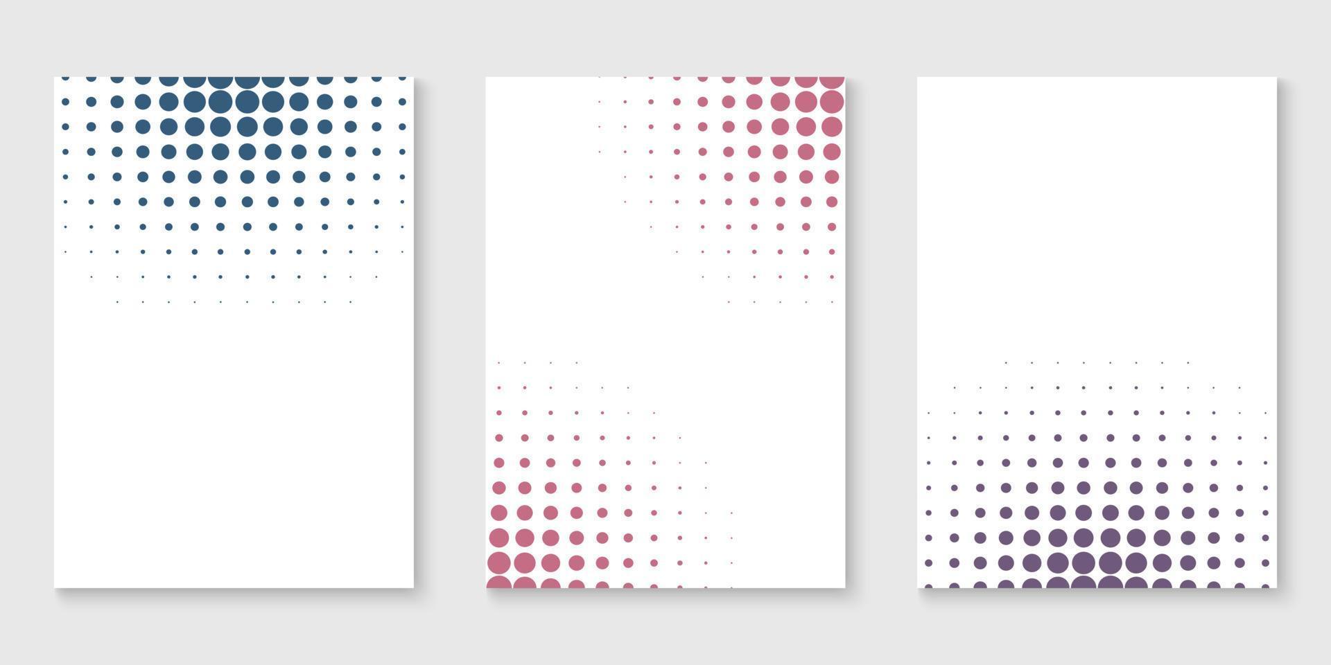fondo blanco con concepto de gradiente de puntos de línea dinámica. conjunto de carteles de puntos de color de semitono. plantilla en blanco punteada de moda. diseño moderno abstracto. ilustración vectorial vector