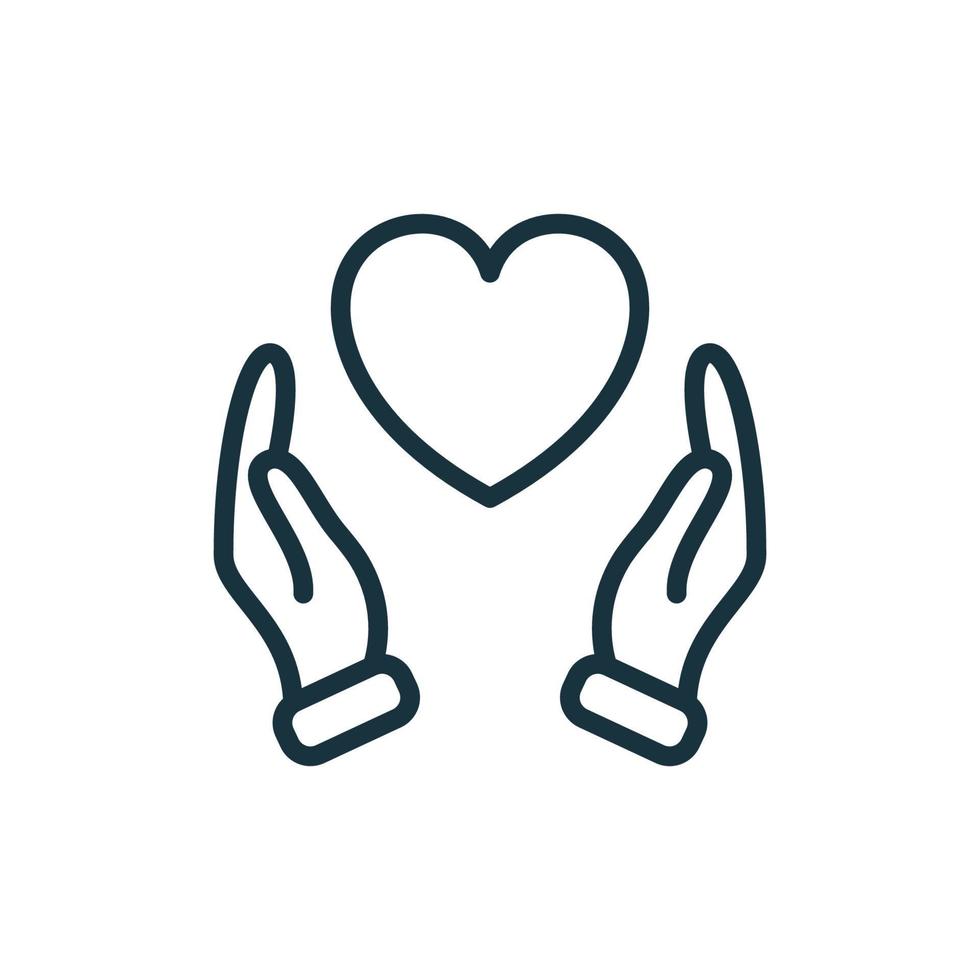 Hands Holding Love Heart. Care, Save, Charity, Volunteering and Donate Concept. Symbol of Goodness, Love, Hope and Mercy. Symbol of Love and Charity. Vector illustration.