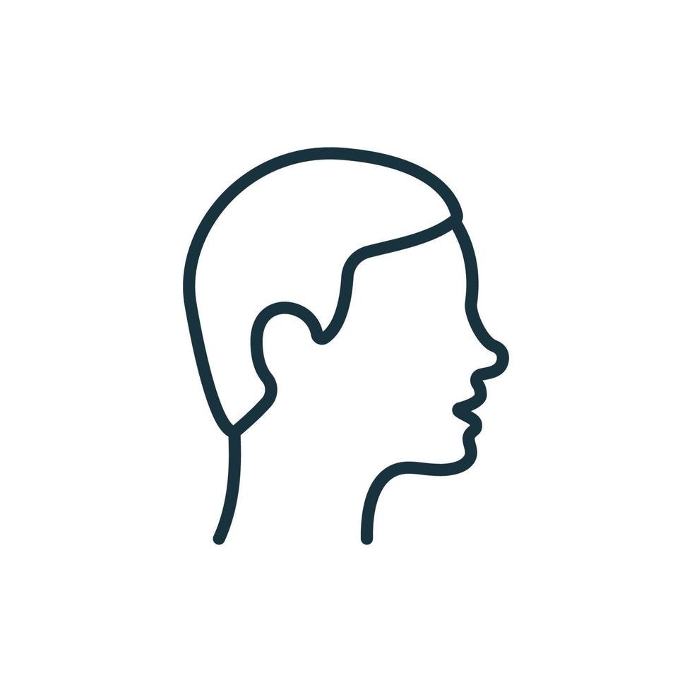 ver el icono de la línea del hombre lateral. pictograma lineal de perfil de peinado masculino. cabeza de hombre con icono de contorno de cabello refinado. ilustración vectorial aislada. vector