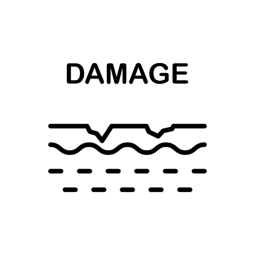 Damage Skin Dermatology Problem Line Icon. Injury Surface of Skin Linear Pictogram. Old Wrinkled Skin, Psoriasis, Eczema, Allergy Outline Icon. Isolated Vector Illustration.