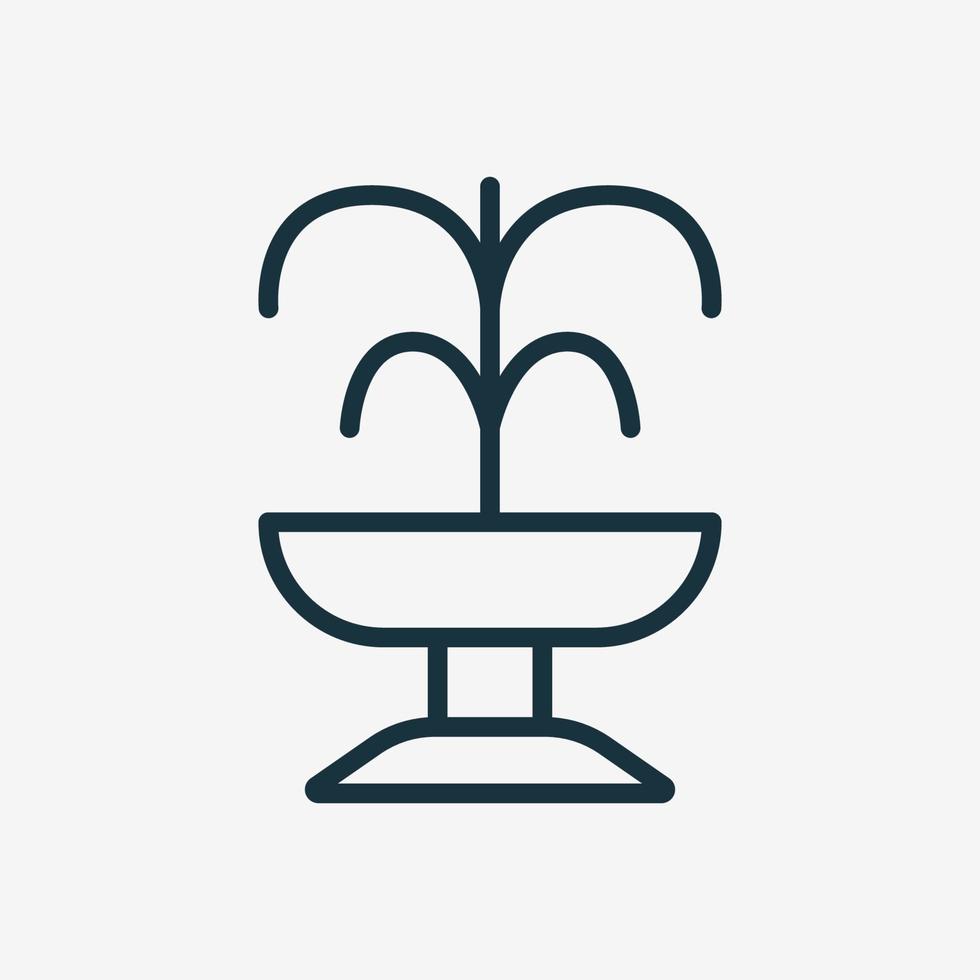 Fountain Line Icon. Fountain of Pouring water Linear Pictogram. Park and Garden Architecture Outline Icon. Isolated Vector Illustration.