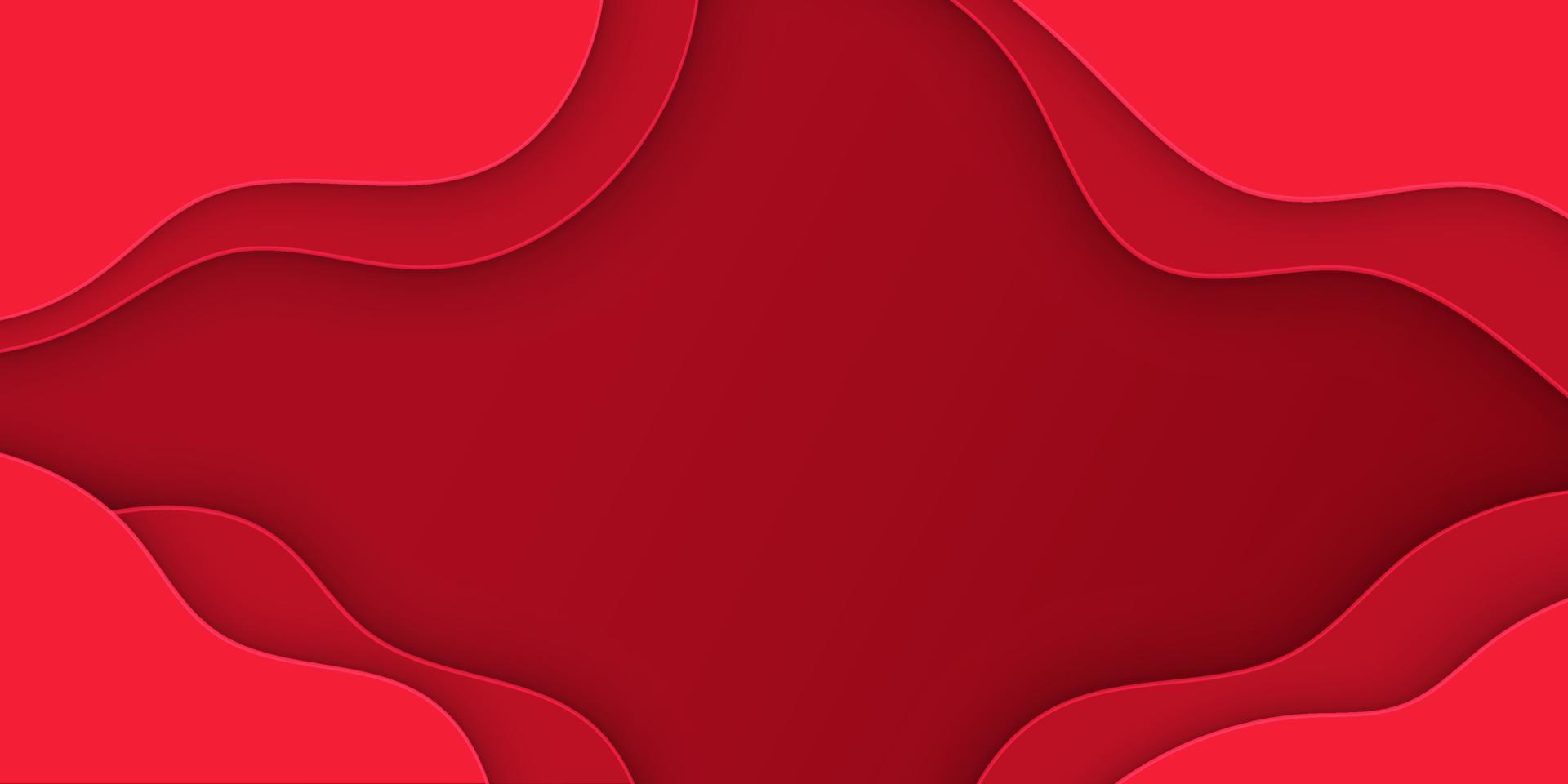 fondo de corte de papel rojo. patrón de corte de papel en forma de geometría abstracta curva. diseño moderno ondulado. arte de origami plantilla, papel tapiz, diseño para web. ilustración vectorial vector