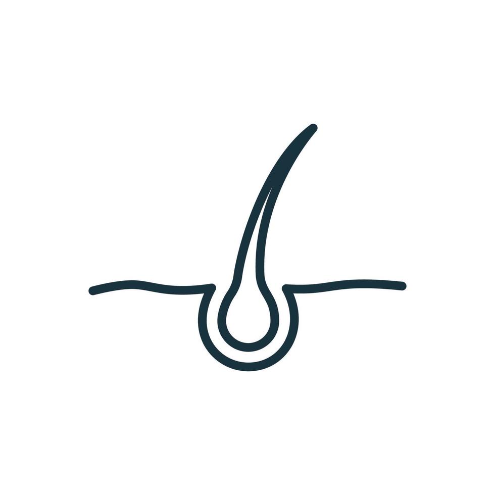 Hair Bulb Line Icon. Structure of Man Follicle Linear Pictogram. Outline Icon of Hair Bulb for Science or Dermatology. Isolated Vector Illustration.
