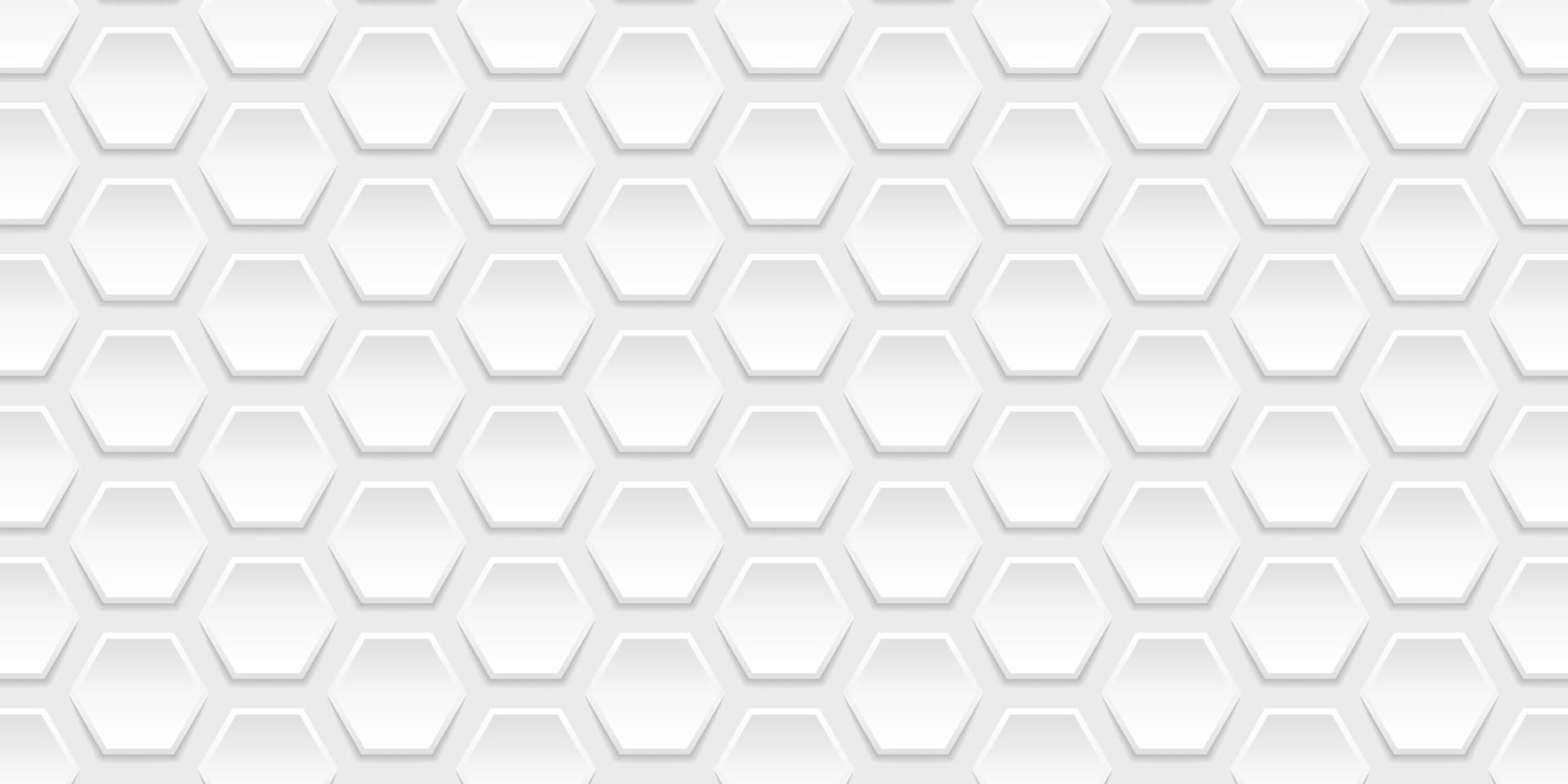 White Hexagonal Futuristic Simple Background. White Hexagon Banner. 3d Honeycomb Geometric Pattern. Hexagon White Background for Presentation. Abstract Modern Wallpaper Design. Vector Illustration.