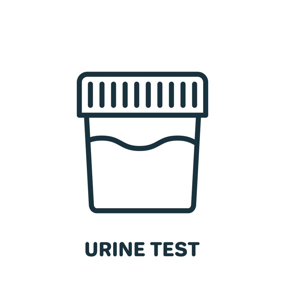 Urine Test Line Icon. Sample for Laboratory Research Linear Pictogram. Medical Exam of Urine Outline Icon. Isolated Vector Illustration.