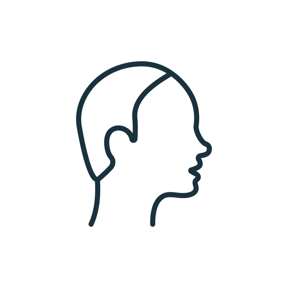 Bald Male Line Icon. Hairless Man Linear Pictogram. Alopecia Medical Problem Outline Icon. Isolated Vector Illustration.