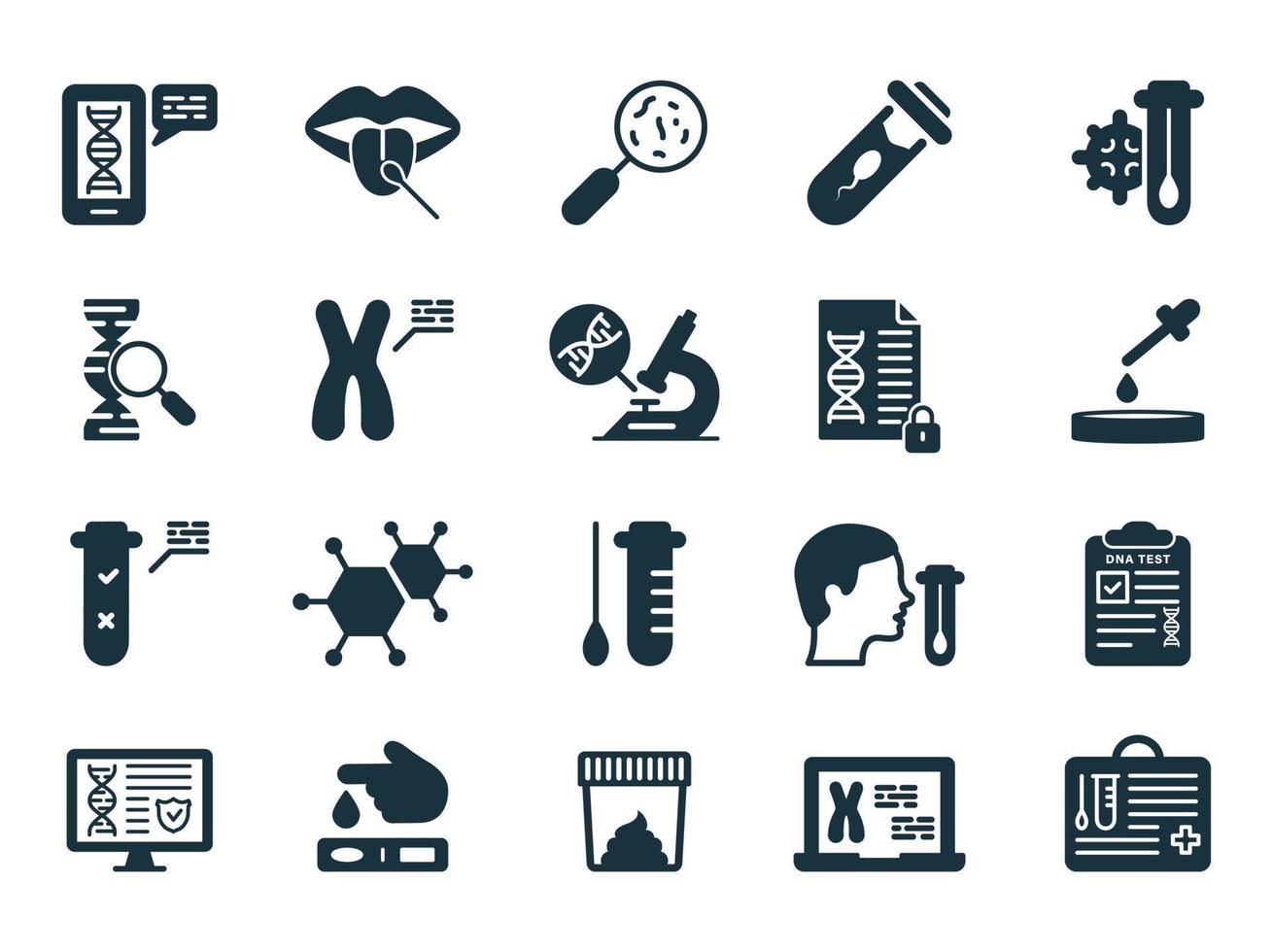 Dna Laboratory Research Set Silhouette Icon. Lab for Genetic Analysis Pictogram. Sample Kit for Genetic Analysis, Dna Test Result Glyph Icon. Isolated Vector Illustration.