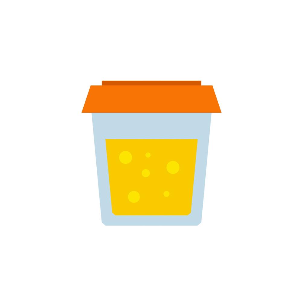 Urine test in plastic jar. vector