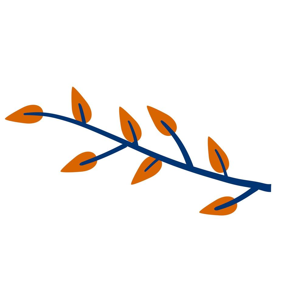 Branch with orange leaves. Plant design. vector