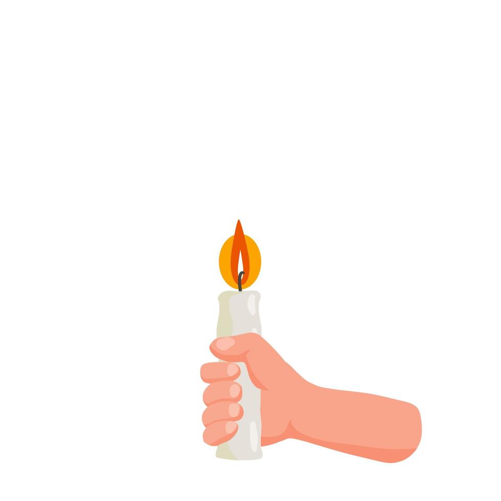 manos sosteniendo velas. símbolo de la iluminación y el fuego del conocimiento vector