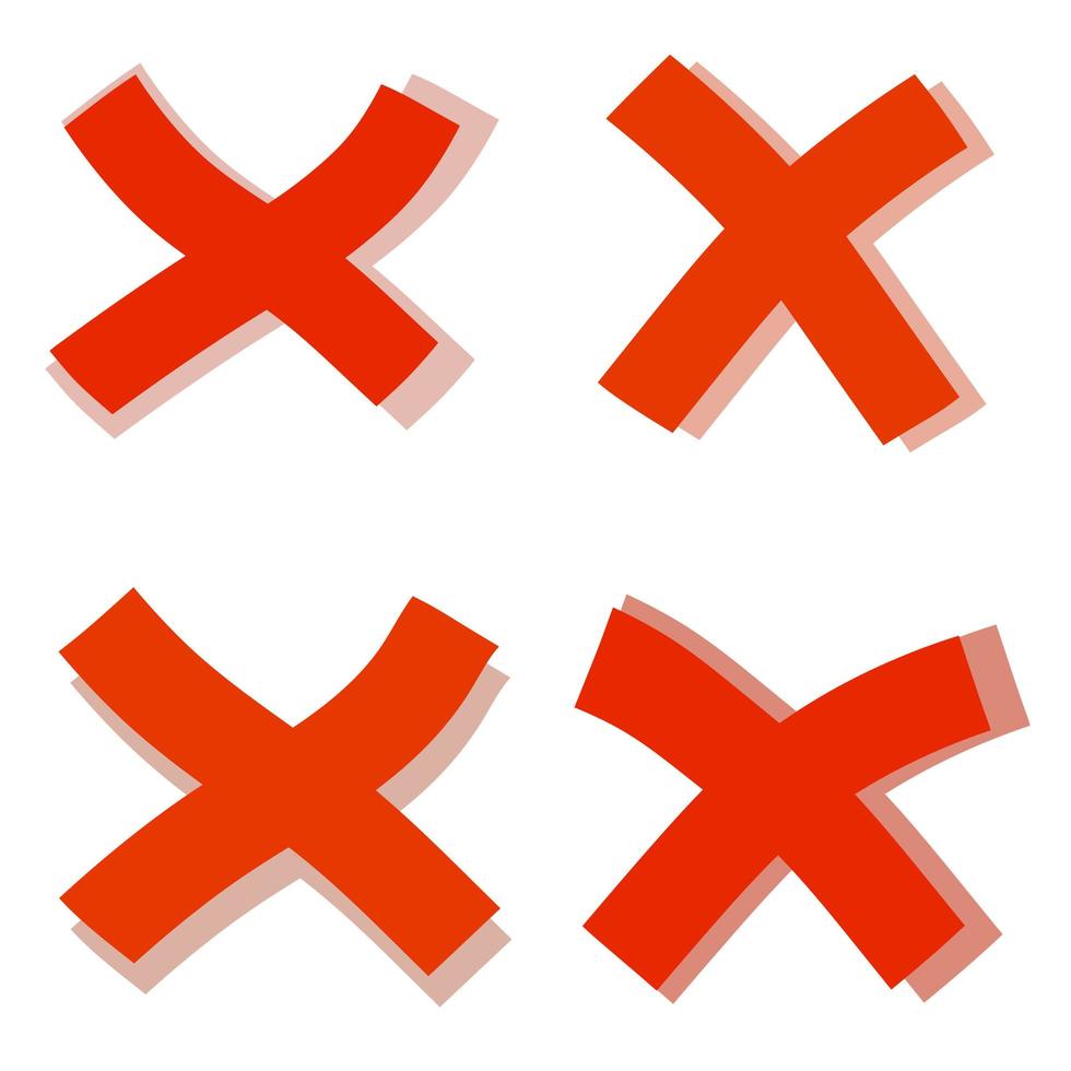 símbolo de cruz icono de mancha y prohibición. contra y rechazo. vector
