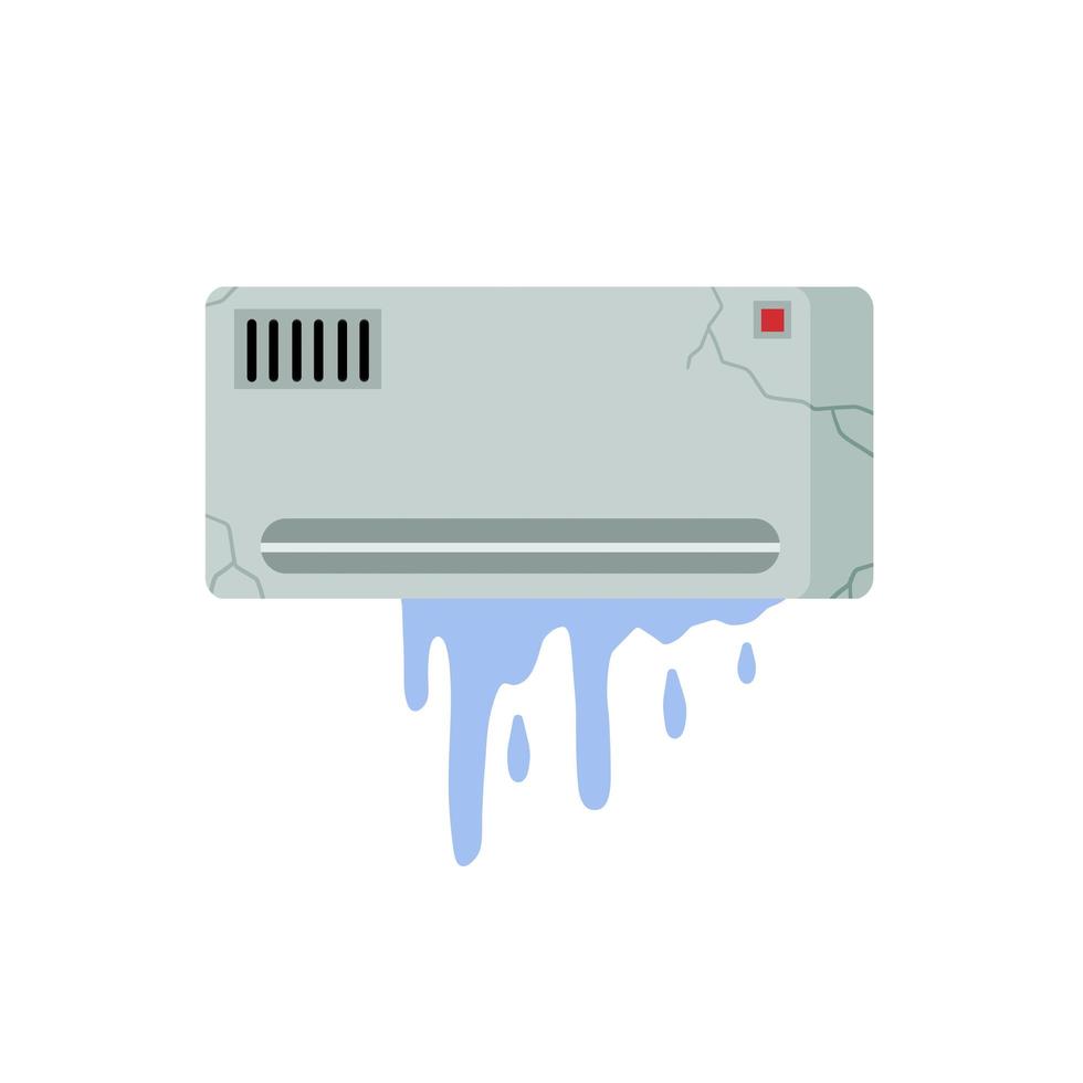 Broken air conditioner. Leakage and breakdown of device for air cooling vector