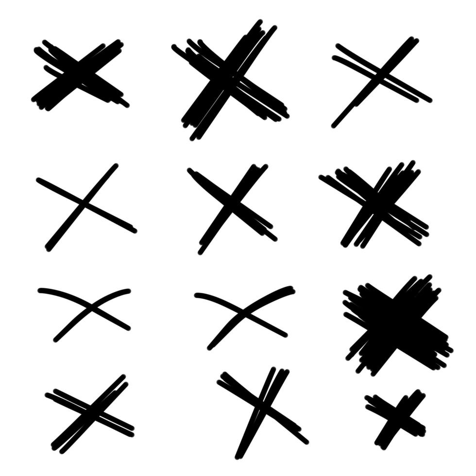 conjunto de cruces de garabatos. vector