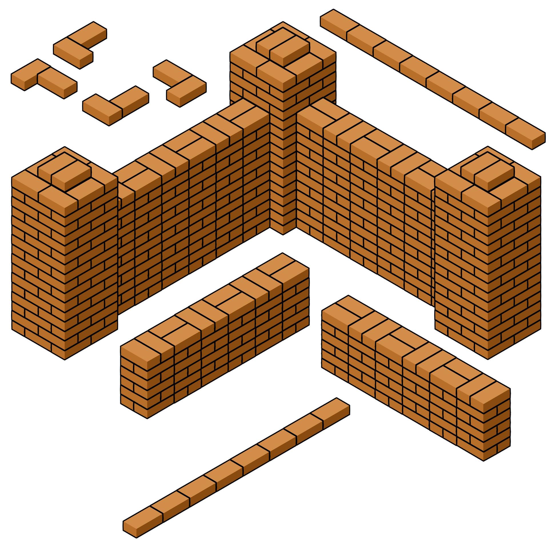 Vector Red brick wall in isometric view. 5482957 Vector Art at Vecteezy
