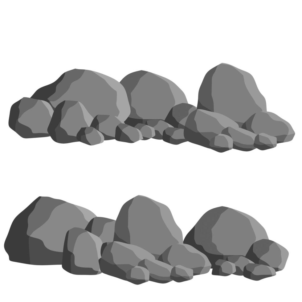 Natural wall stones and smooth and rounded grey rocks. vector