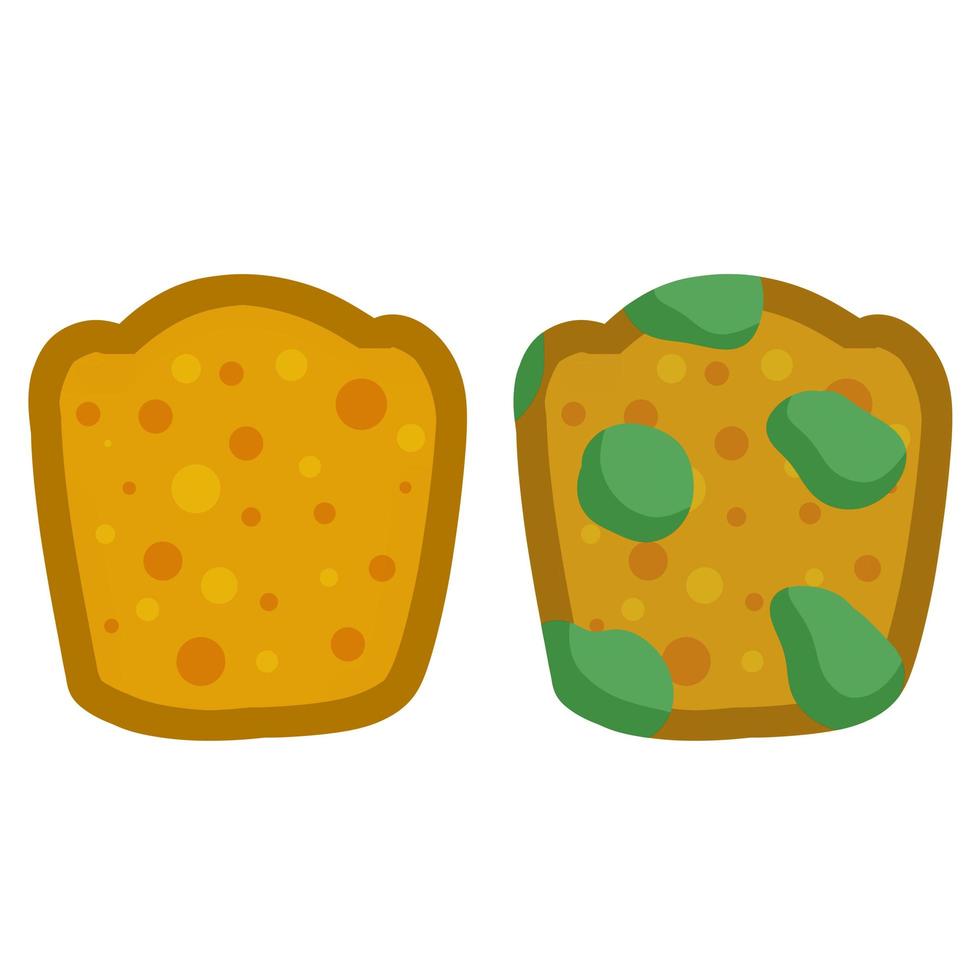 Bread with mold. Incorrect storage of the product. Fungus and rot. vector